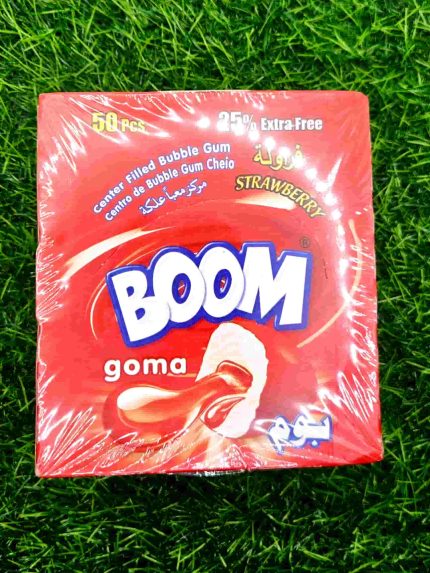 BOOM STRAWBERRY BUBBLE GUM 50PCE